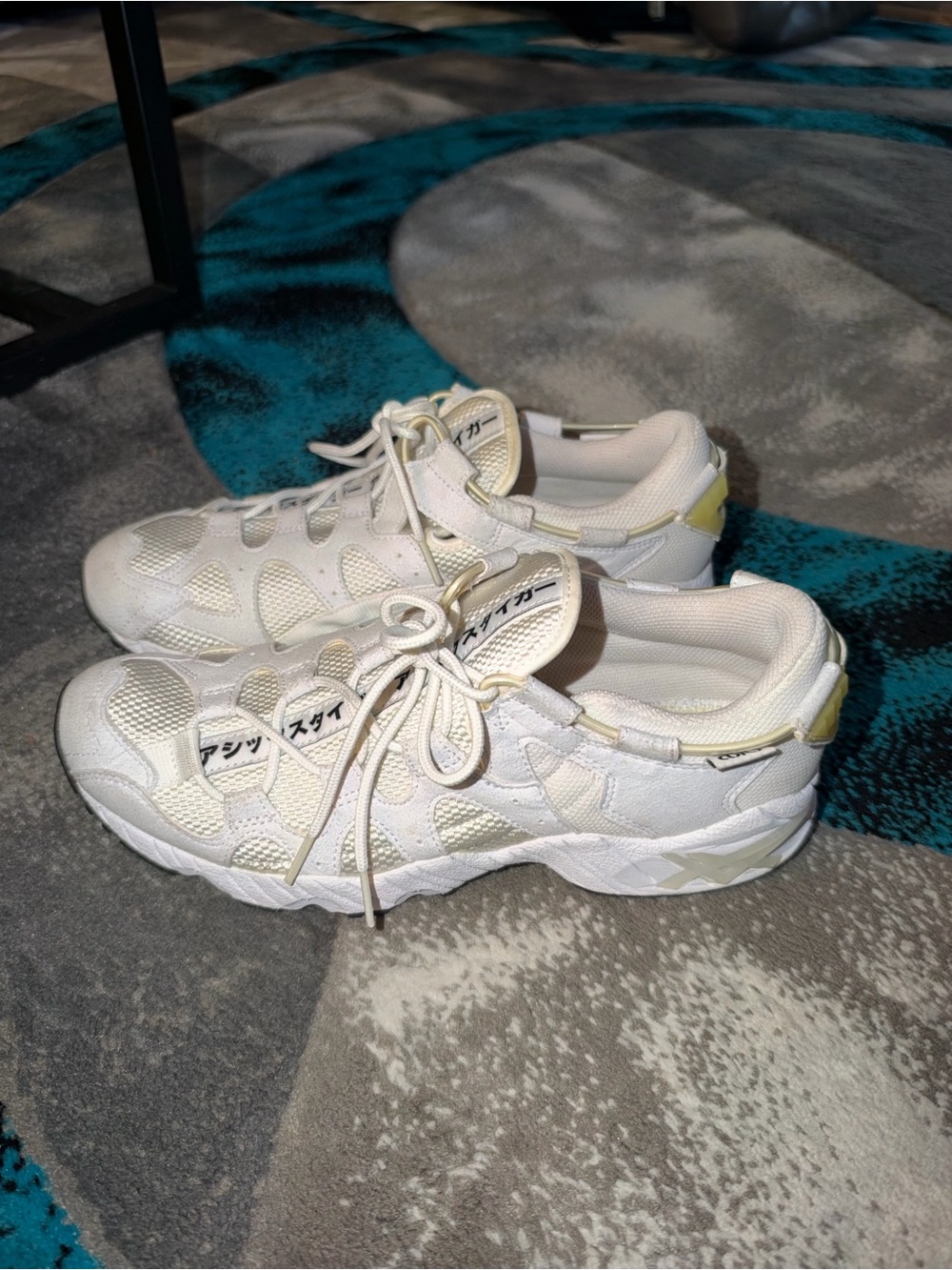 Asics Tiger Gel-Mai White Sneakers 9.5 Japanese Text Chunky Retro Y2k